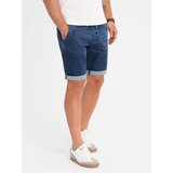 Ombre Men's denim shorts with rolled up leg - dark blue | shoptok.hr