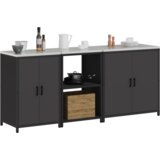 vidaXL Set za kuhinjsku pohranu s policom Ostalo s pohranom s vratima 3 pcs Crna 210 x 50 x 92 cm | shoptok.hr