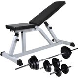 vidaXL vadbena klop s kompletom uteži in palic 30,5 kg, (20764479) Cene