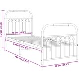  Metalni okvir kreveta uzglavlje i podnožje bijeli 75x190 cm | shoptok.hr