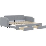  The Living Store Izvlečna dnevna postelja s predali svetlo siva 90x200 cm blago - Izvlečna Dnevna Postelja, (21450212) | Shoptok.si