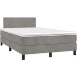vidaXL Box spring postelja z vzmetnico LED sv. siva 120x190 cm žamet | Shoptok.si