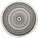 Westwing Collection bež-crni ručno tkani pamučni tepih Benji, ø 150 cm | shoptok.hr