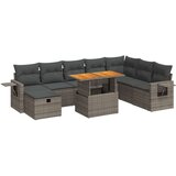 vidaXL 9-dijelni set vrtnih sofa poliratan i bagrem s jastucima sivi | shoptok.hr