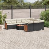  The Living Store Vrtna sedežna garnitura 11-delna z blazinami črn poli ratan - Vrtna Sedežna Garniture, (21449577) | Shoptok.si