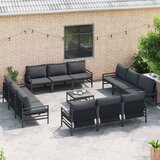  Sjedeća garnitura za vrt s jastukom 12 pcs Crna Čelik | shoptok.hr