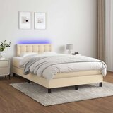  Box spring postelja z vzmetnico LED krem 120x200 cm blago, (20725139) | Shoptok.si