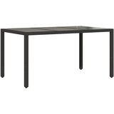  Vrtni stol sa staklenom pločom crni 150x90x75 cm od poliratana | shoptok.hr