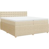 vidaXL Box spring postelja z vzmetnico krem 200x200 cm blago, (21308735) | Shoptok.si