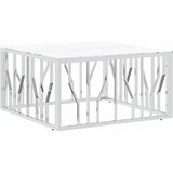  Stolić za kavu srebrni 80x80x40 cm nehrđajući čelik i staklo Srebrna | Shoptok.si