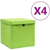 vidaXL Škatle s pokrovi 4 kosi 28x28x28 cm zelene | Shoptok.si