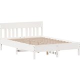  The Living Store Posteljni okvir brez vzmetnice bel 135x190 cm trdna borovina - Posteljni Okvir, (21497614) | Shoptok.si