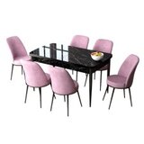 Hanah home set trpezarijski sto i 6 stolica zen black marble pink | Eponuda.com