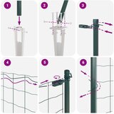 vidaXL Zeleni set stebrov za ograjo Set 2 Zelena Galvanizirano jeklo | Shoptok.si