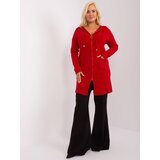 Fashion Hunters Red plus size cardigan with viscose Cene