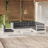 The Living Store Vrtna sedežna garnitura 6-delna z blazinami bela borovina - Vrtna Sedežna Garnitura, (21472652) | Shoptok.si