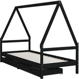  Okvir za dječji krevet s ladicama crni 90 x 200 cm od borovine | shoptok.hr
