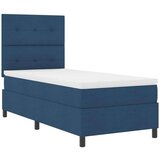 vidaXL Postelja s škatlasto vzmetjo z vzmetnico in LED modra 90x190 cm Tkanina, (22067188) | Shoptok.si