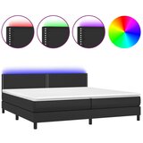 The Living Store Box spring postelja z vzmetnico LED črna 200x200cm umetno usnje - Box Spring Postelja, (21520980) | Shoptok.si