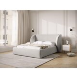 Micadoni Svijetlo sivi tapecirani bračni krevet s prostorom za odlaganje s podnicom 200x200 cm Miley – | shoptok.hr