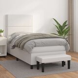  Box spring postelja z vzmetnico bela 90x200 cm umetno usnje, (20896563) Cene