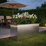  Vrtna posuda za sadnju s LED svjetlom Srebrna 30 x 80 x 30 cm | shoptok.hr