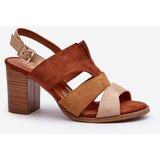 EVENTO PE1 Women's sandals in faux suede on a block heel brown Qutima | Eponuda.ba