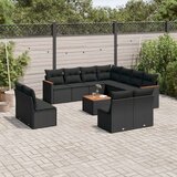  12-dijelni set vrtnih sofa od poliratana s jastucima crni Cijene