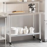 vidaXL kuhinjska delovna miza s polico 110x55x120 cm nerjaveče jeklo | Shoptok.si