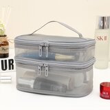 INF Kozmetična torbica z veliko kapaciteto in dvojno plastjo iz mreže Grey, (5000130520) | Shoptok.si
