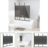 The Living Store Zložljiva pregrada za tuš s 3 paneli ESG 130x130 cm črna - Pregrada Za Tuš, (21745002) Cene