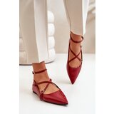 Boto Women's Ballerinas With Pointed Toes And Intertwined Straps Burgundy Violra | Shoptok.si
