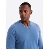 Ombre Men's wash sweater with v-neck - blue | Shoptok.si