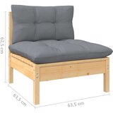  6-dijelna vrtna garnitura od borovine sa sivim jastucima | shoptok.hr