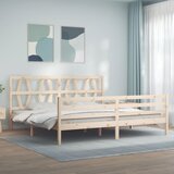 vidaXL Posteljni okvir z vzglavjem 200x200 cm trden les Cene