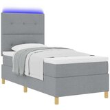  LED Box Spring Krevet Svijetlo siva 90 x 190 cm tkanina Svjetlosiva | Shoptok.si