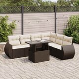  7-dijelni set vrtnih sofa od poliratana s jastucima smeđi | shoptok.hr