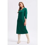 Gusto V Neck Long Dress - Green Cene