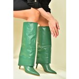 Fox Shoes Green Women's Thin Heeled Boots Cene