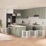 vidaXL Ograda za pse z vrati zložljiva 15 panelov bela 750 cm les | Shoptok.si