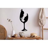 Wallxpert metalni zidni ukras 5684, čaša vina sa siluetama dva lica, 60 x 23 cm, crni Cene