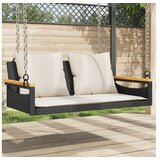 vidaXL Klupa za ljuljanje s jastucima crna 109x62x40 cm od poliratana | shoptok.hr
