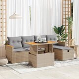 Maison Chic Seti vrtnega pohištva - Vrtna garnitura - Vrtni pohištvo set 6-delna z blazinami bež poli ratan, (21813555) | Shoptok.si