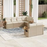 Maison Chic Seti vrtnega pohištva - Vrtna garnitura - Vrtni pohištvo set 7-delna z blazinami bež poli ratan, (21802083) | Shoptok.si