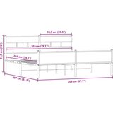 Metalni Kovinski posteljni okvir brez vzmetnice dimljen hrast 200x200cm, (21611493) | Shoptok.si