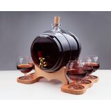  Staklena bačva 10L prozirna sa drvenim postoljem, slavinom i čašama za vino | shoptok.hr