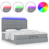 vidaXL Otomanski posteljni okvir z vzmetnicami siv 200x200 cm blago | Shoptok.si