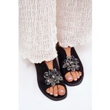 S. BARSKI Women's Flat Heeled Sandals With Decoration S.Barski KV27-001 Black | ePonuda.com