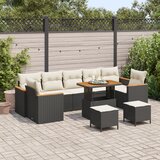 vidaXL Set Vrtnih Sofa od 10 Deo s Jastučićima Crna Poli Ratan Akacija | shoptok.hr