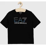 Ea7 Emporio Armani Otroška bombažna kratka majica črna barva